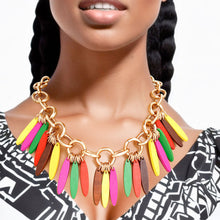 Load image into Gallery viewer, Necklace Tribal Multicolor Wood Fringe for Women
