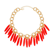 Load image into Gallery viewer, Necklace Tribal Red Wood Fringe for Women
