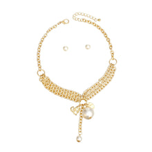 Load image into Gallery viewer, Charm Cream Pearl Gold Cable Chain Necklace Set
