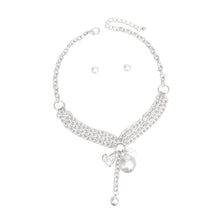 Load image into Gallery viewer, Charm White Pearl Silver Cable Chain Necklace Set
