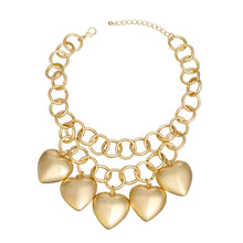 Load image into Gallery viewer, Chain Chunky Matte Gold Puffy Heart Necklace Women
