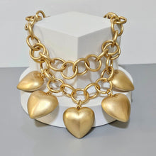 Load image into Gallery viewer, Chain Chunky Matte Gold Puffy Heart Necklace Women
