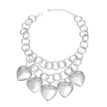 Load image into Gallery viewer, Chain Chunky Matte Silver Puffy Heart Necklace
