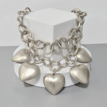 Load image into Gallery viewer, Chain Chunky Matte Silver Puffy Heart Necklace
