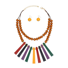 Load image into Gallery viewer, Necklace Wood Bead and Wood Bib Set for Women
