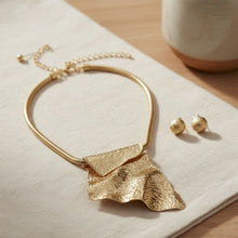 Load image into Gallery viewer, Power Pendant Gold Folded Metal Modern Necklace
