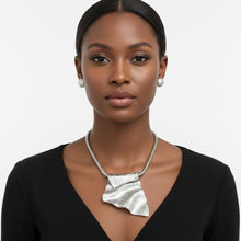 Load image into Gallery viewer, Power Pendant Silver Folded Metal Modern Necklace
