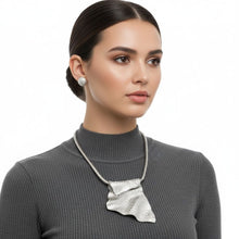 Load image into Gallery viewer, Power Pendant Silver Folded Metal Modern Necklace
