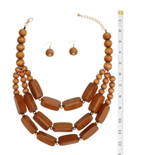 Load image into Gallery viewer, Beaded Necklace Brown Geo Wood Bead Set for Women
