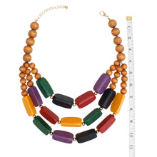 Load image into Gallery viewer, Beaded Necklace Multicolor Geo Wood Bead Set Women
