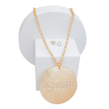 Load image into Gallery viewer, Necklace Long Gold Chain BLESSED Pendant Women
