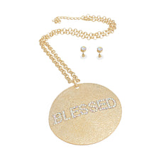 Load image into Gallery viewer, Necklace Long Gold Chain BLESSED Pendant Women
