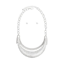 Load image into Gallery viewer, Bib High Shine Rigid Silver Plate Bling Necklace
