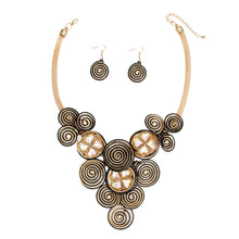 Load image into Gallery viewer, Necklace Black Gold Coiled Wire Clover Bib Set
