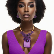 Load image into Gallery viewer, Necklace Vibrant Purple Striped Pendant Set Women
