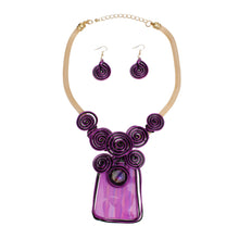 Load image into Gallery viewer, Necklace Vibrant Purple Striped Pendant Set Women
