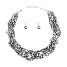 Load image into Gallery viewer, Necklace Woven Silver Bead and Chain Set for Women
