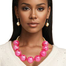 Load image into Gallery viewer, Necklace Fuchsia Marble Jumbo Ball Bead Set
