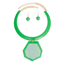 Load image into Gallery viewer, Necklace Retro Green Geo Pendant Collar for Women
