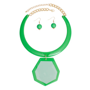 Necklace Retro Green Geo Pendant Collar for Women