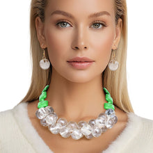 Load image into Gallery viewer, Necklace Bubble and Green Square Bead Necklace
