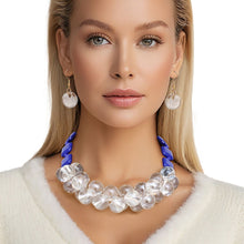 Load image into Gallery viewer, Necklace Bubble and Blue Square Bead Necklace Set
