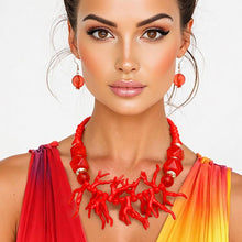 Load image into Gallery viewer, Collar Red 3D Coral Beaded Necklace for Women
