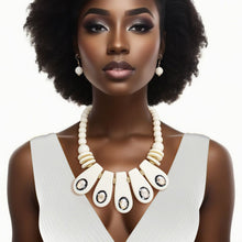 Load image into Gallery viewer, Necklace Vintage Ivory Beaded Bib for Women
