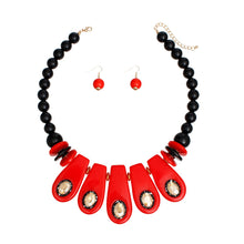 Load image into Gallery viewer, Necklace Vintage Red and Black Beaded Bib Women
