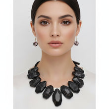 Load image into Gallery viewer, Toggle Chunky Black Leopard Bead Cord Necklace
