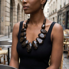 Load image into Gallery viewer, Toggle Chunky Brown Leopard Bead Cord Necklace
