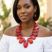 Load image into Gallery viewer, Toggle Chunky Red Bead Cord Tribal Necklace
