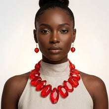 Load image into Gallery viewer, Toggle Chunky Red Bead Cord Tribal Necklace
