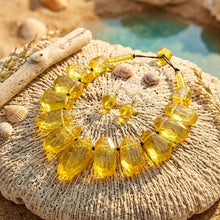 Load image into Gallery viewer, Toggle Chunky Yellow Bead Cord Tribal Necklace
