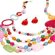 Load image into Gallery viewer, Beaded Multicolor Long Layered Marbled Necklace
