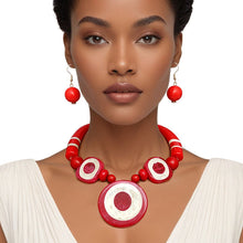 Load image into Gallery viewer, Tribal Horn Red Beaded Necklace for Women
