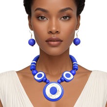 Load image into Gallery viewer, Tribal Horn Royal Blue Beaded Necklace for Women
