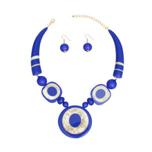 Load image into Gallery viewer, Tribal Horn Royal Blue Beaded Necklace for Women
