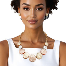 Load image into Gallery viewer, Chain Multi Heavy Duty Crinkle Metal Disc Necklace
