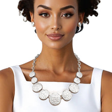 Load image into Gallery viewer, Chain Silver Heavy Duty Crinkle Metal Disc Necklace
