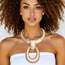 Load image into Gallery viewer, Pendant Gold Door Knocker Omega Chain Necklace
