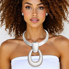 Load image into Gallery viewer, Pendant Silver Door Knocker Omega Chain Necklace
