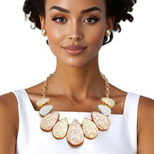 Load image into Gallery viewer, Chain Multi Heavy Crinkle Metal Teardrop Necklace
