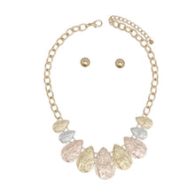 Load image into Gallery viewer, Chain Multi Heavy Crinkle Metal Teardrop Necklace
