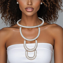 Load image into Gallery viewer, Bib Silver Rigid Coiled Spring U Drop Necklace

