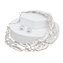 Load image into Gallery viewer, Collar Silver Melted Metal Rigid Armor Necklace
