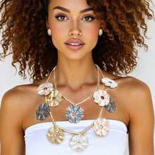 Load image into Gallery viewer, Statement Mixed Metal Wavy Disc Tube Necklace
