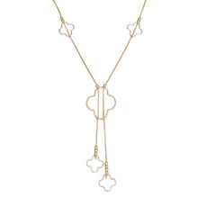 Load image into Gallery viewer, Negligee Long Mixed Box Chain Quatrefoil Necklace
