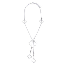 Load image into Gallery viewer, Negligee Long Silver Box Chain Quatrefoil Necklace
