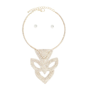 Choker Gold Brilliant Art Deco Pave Pendant Set